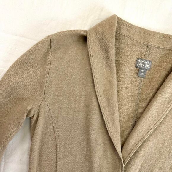 Converse One Star Tan Button Knit Jacket Sz XS Indie Downtown Girl Indie Preppy - Picture 2 of 4